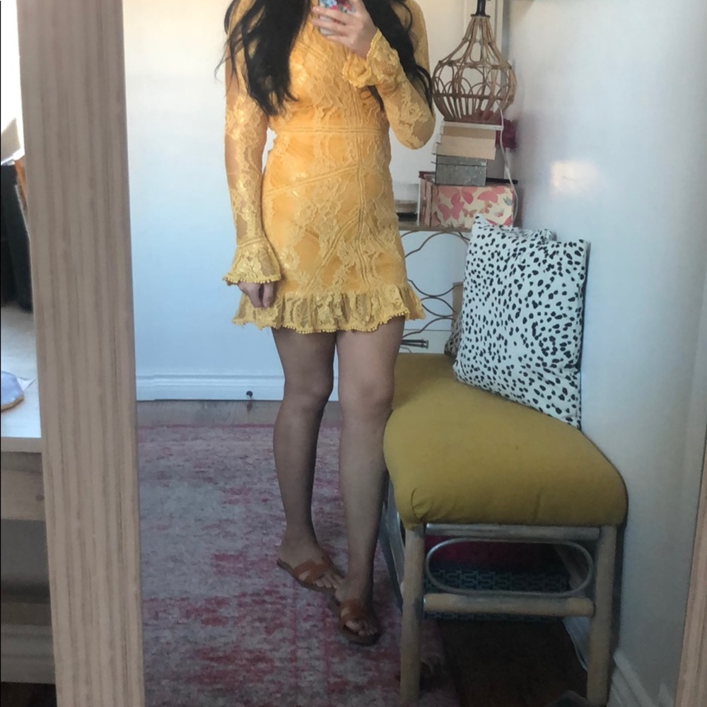 Yellow lace dress